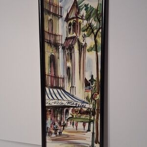 Hand-Painted Paris Street Scene Wall Art - Multi-Color 6.6"x18.5"